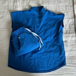 Figs Royal Blue Zamora Jogger Pants Size XS Tall & Rafaela Top Size XXS